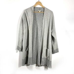 Eileen Fisher Women's Gray Reversible Long Length Open Front Cardigan
